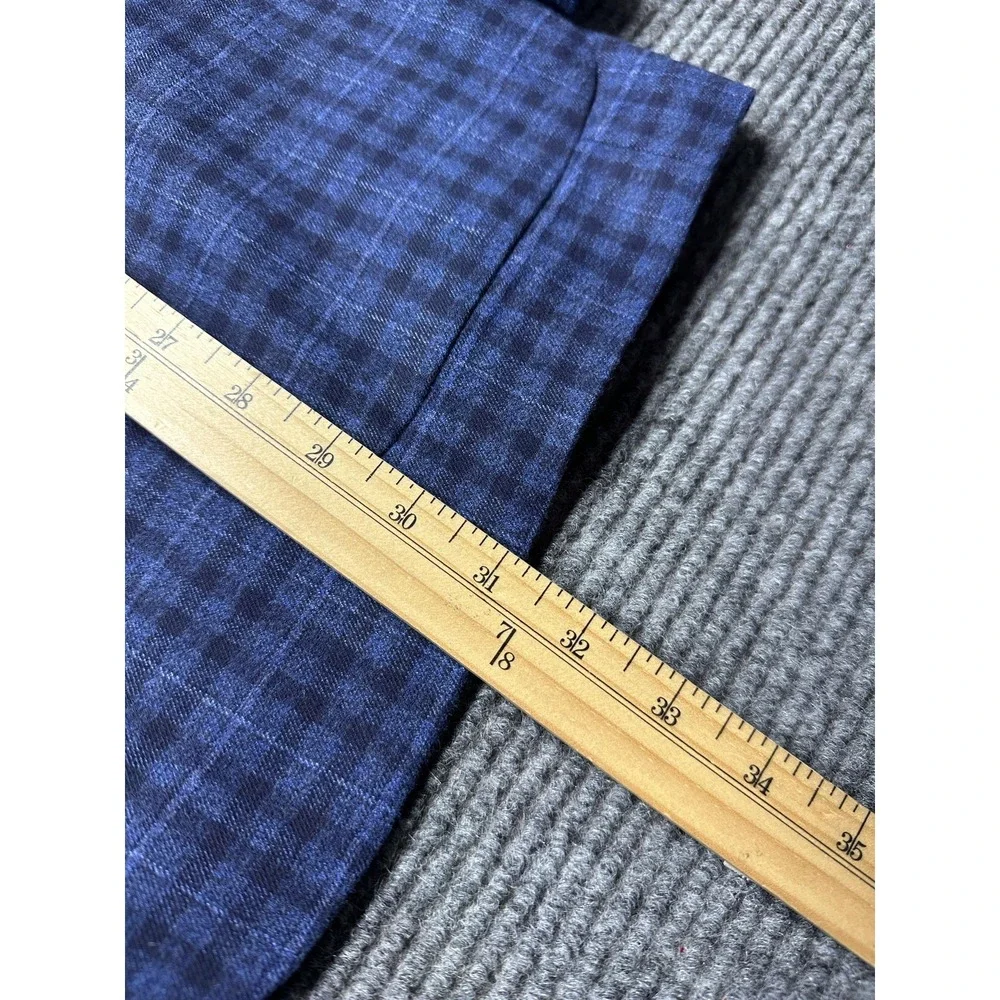 Banana Republic Blazer Mens 46R Blue Check Slim Fit Stretch Sport‎ Coat Jacket